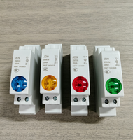 Indicateur de signal LED durable à montage sur rail, 220V AC, en plastique, bornes à vis, rouge/vert/bleu/jaune