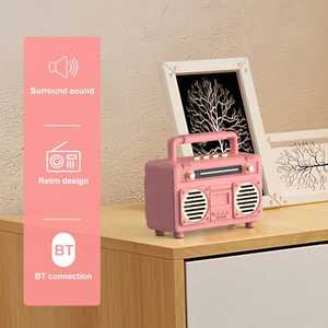 <span class=keywords><strong>BT21</strong></span> Nieuwe Retro Draadloze Speakers Draagbare TF-kaart Subwoofer Buiten Bluetooth Speaker Houtnerf Stereo Surround Sound - Product Image 6