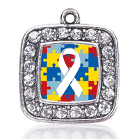 Métal Écologique Bling Strass Ruban Sensibilisation Enseigner L'amour Autisme Puzzle Pièce Charme Pendentifs pour la Fabrication de Bijoux
