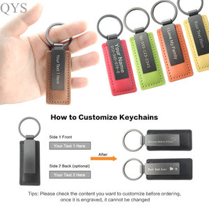 QYS Wholesale Promotional Laser <b>Key</b> <b>Chain</b> Holder Luxury Sublimation Blank Custom <b>Metal</b> Genuine Pu Leather Keychain - Product Image 5