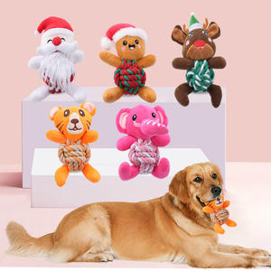 Fabrika doğrudan satış noel baba Elk noel serisi peluş pamuk halat interaktif yeni gıcırtılı toptan noel köpek oyuncaklar - Product Image 2