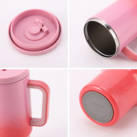 Taza de café de Color sólido de 40oz, taza de viaje de doble pared, vaso aislado de acero inoxidable con asa, tazas para exteriores, vaso con pajita