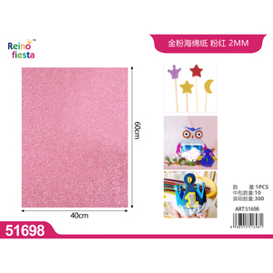 Fogli artigianali in Polyfoam rosa con Glitter di 2mm di spessore senza carta adesiva per progetti artigianali per principianti - Product Image 1