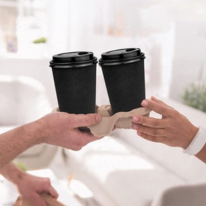 Eco-Friendly Customized Ripple 8/<b>12</b>/16oz Corrugated Board Disposable Paper Cup Recycled Materials for Eco-conscious Consumers - Product Image 1