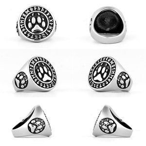 Anillos Vintage Resistentes al Agua de Buena Calidad, Anillo de Garra de Oso con Runas Vikingas de Acero Inoxidable 316L para Hombre - Product Image 2