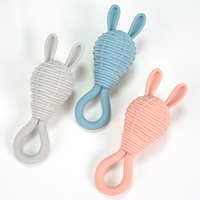Maysun Custom Logo Verpackung BPA Free Unique Design Säugling Kaubare Zahnen Beißring Musical Baby Molar Bunny Rassel