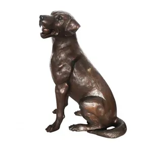 Decoração Home Antique Metal Animal Estátua Life Size Bronze Sentado Dog Escultura Preços