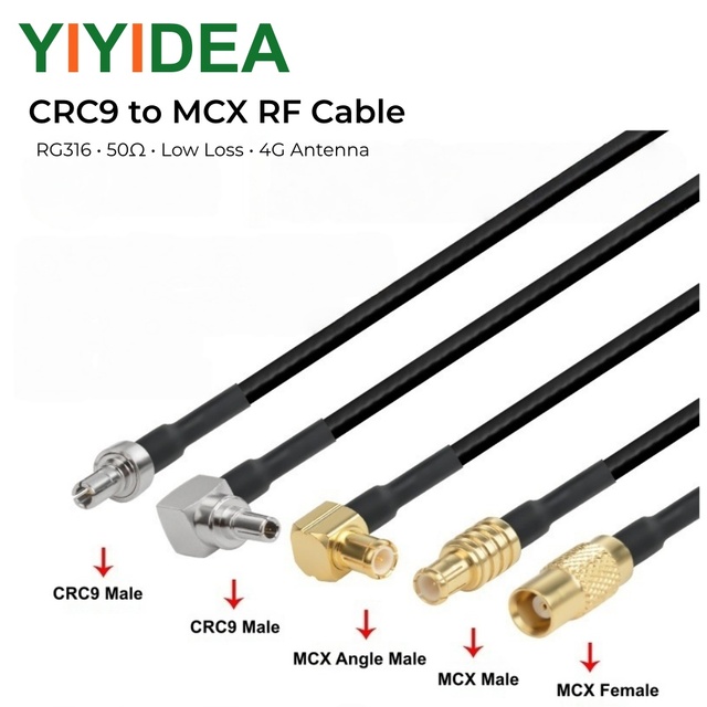 RG316 CRC9 MCX RF Coaxial Cable 50 Low Loss Double Braided Copper Shield Antenna Cable for LTE Router Modem GPS Wireless