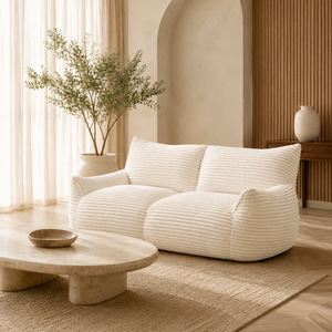 <span class=keywords><strong>Canapé</strong></span> paresseux moderne en velours côtelé blanc, double place, compressé sous vide, sans cadre, tout en mousse, pour salon - Product Image 1