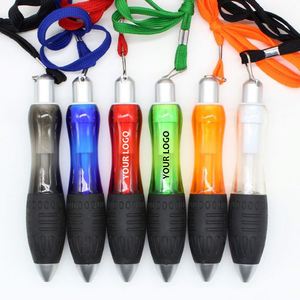 Stylo bille rétractable court et robuste avec cordon, logo personnalisé, stylo promotionnel multifonctionnel - Product Image 1