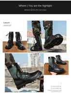 Bottes tactiques pour hommes, hauteur genou, doublure en toile, lacets, semelle en caoutchouc, été/hiver