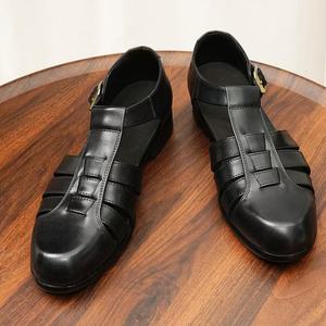 Sandalias de Verano 2025 para Hombre, Diseño Romano, de Cuero con Patrón Sólido, Punta Cerrada, Transpirables, para Fiesta, para Comercio Exterior - Product Image 5