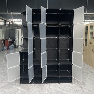 מודרני מתקפל מודולרי 16-קוביית אחסון פלסטיק מדפי ארון בגדים עם מוט תלוי - Product Image 3