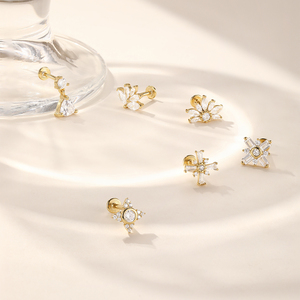 Pendientes de Plata de Ley 925 con Circonitas Geométricas, Joyería de Moda para Piercing, Gran Venta - Product Image 3