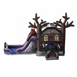 Venta caliente nueva casa embrujada Casa de rebote con combinación de tobogán para fiestas de Halloween inflable Witches Brew Combo - Product Image 2