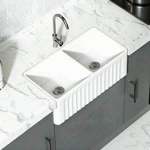 <span class=keywords><strong>Lavello</strong></span> da <span class=keywords><strong>Cucina</strong></span> in Ceramica Stile Americano a Doppia Vasca - <span class=keywords><strong>Lavello</strong></span> Semi-Incassato Resistente all'Ingiallimento con Doppia Vasca - Product Image 2