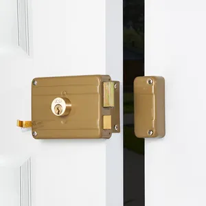 High Security Double Cylinder 120mm Wooden Door Brass Latch Deadbolt Rim Door Lock