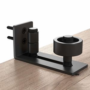 8 Setup Options Black Barn Door <b>Floor</b> Guide Wall-Mounted Adjustable Stay <b>Roller</b> Flush Design Curtain Poles Tracks Accessories - Product Image 5