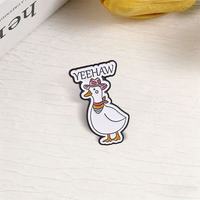 Broche en émail motif Canard Cowboy Western YEEHAW, amusante, en alliage de zinc blanc, pour sac à dos, veste, décoration, vente en gros