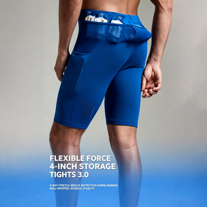 Pantaloncini da corsa da uomo elasticizzati in 4 direzioni con tasche multiple, ventilazione laser, riflettenti, <span class=keywords><strong>a</strong></span> compressione per maratona - Product Image 2