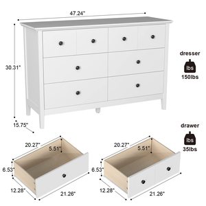 2023 nouvelle <span class=keywords><strong>commode</strong></span> pour chambre à coucher, <span class=keywords><strong>commode</strong></span> blanche moderne avec tiroirs profonds, <span class=keywords><strong>commode</strong></span> <span class=keywords><strong>double</strong></span> à 6 tiroirs avec boutons noirs et bois massif - Product Image 3