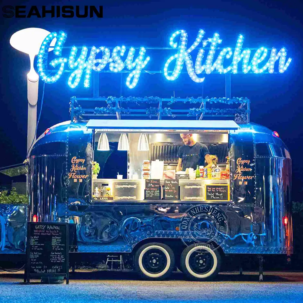 Mobile Bars zum Verkauf Taco Food Trailer Straße Grill Food Trailer voll ausgestattet mit Veranda Food Truck Mobile Cafe