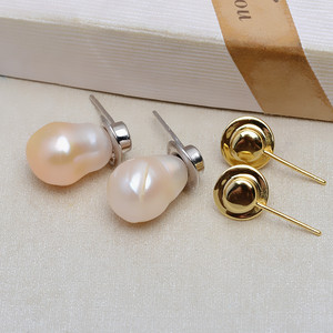 Boucles d'oreilles en argent S925 en forme de poire sablée et givrée avec plateau vide pour perle de 8 à 13 mm, composants et trouvailles de bijoux DIY 4990 - Product Image 5