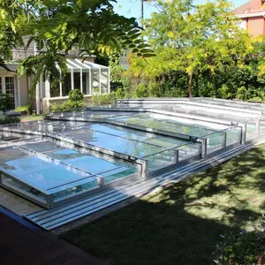 Excelite Outdoor Boven Grond Polycarbonaat Zwembad Intrekbare Cover Dak Intrekbare Pool Behuizing