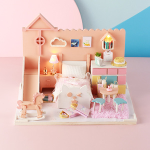 ชุดบ้านตุ๊กตาไม้ทำมือขนาดเล็กสีชมพู Meow Meow <span class=keywords><strong>Mia</strong></span> สำหรับเด็ก - Product Image 2