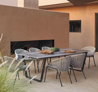 Ensemble de salle à manger de jardin en aluminium rectangulaire de haute qualité, style moderne et luxueux pour villas, hôtels et patios