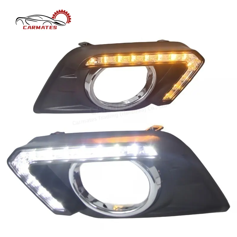 CARMATES lampu LED 2023 LED DRL, lampu kabut menyala siang hari, lampu sein untuk Nissan x-trail Rogue 2014 2015 2016