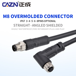 M8 3 4 5 6 8 Pin Gerade und Abgewinkelte Stecker und Buchsen, Übermoldet, mit oder ohne Abschirmung, PVC/PUR-Kabel, 1/2/5 Meter - Product Image 2