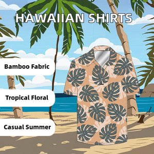 Camisa Casual de Playa para Hombre, Camisa de Verano con Estampado Floral, Camisa Tropical de Manga Corta con Botones, Camisas Transpirables de Fibra de Bambú - Product Image 2