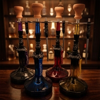 Chicha Narghile Sheesha en acier inoxydable avec base triangulaire, ensemble complet avec tuyau externe et design monotube, bouteille de chicha complète