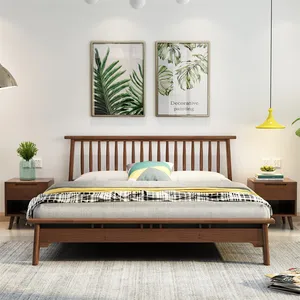 Мебель для спальни из цельного дерева, высокое качество, современный стиль, деревянная мебель для спальни, двуспальные кровати королевского размера на продажу