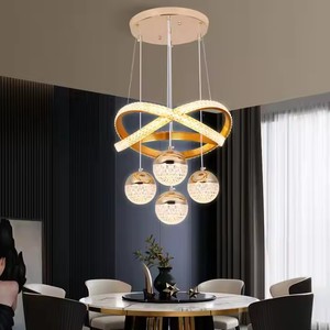 Lampadario a LED PM Decoration Home in ferro, alluminio e acrilico con sfere, per scale, in stile nordico minimalista, di lusso, per soggiorno e ristorante - Product Image 4