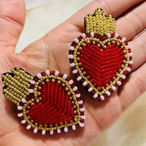 luckyee -whoslae custom Fancy womens miyuki seed bead earrings,heart earring ,fashion miyuki earring