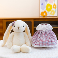 En gros, Peluche Lapin de Pâques Adorable à Longues Oreilles, Super Douce, avec Robe Florale et Jupe, pour Câliner et Dormir