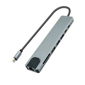 מתאם טעינה מסוג USB-C 8 ב-1 עם תמיכה ב-HDTV 4K 30HZ USB 3.0 HUB בקטגוריית רכזת USB