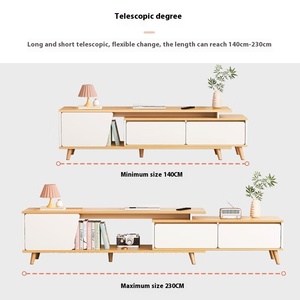 Combinaison simple et moderne de meuble TV et de table basse pour petits appartements en bois MDF télescopique de style nordique pour le salon - Product Image 2