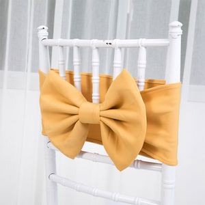 2026 New Customized Blush <b>Pink</b> Chair Sashes Polyester Bow Flower Chair Sashes for Banquet - Product Image 6