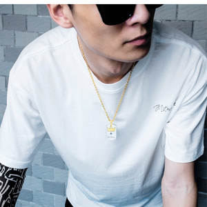 Perhiasan Hari Valentine Hadiah Cinta Emas Disepuh Baja Nirkarat Nya Raja Kalung Pasangan Ratu - Product Image 5