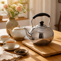 Bouilloire sifflante épaissie en acier inoxydable avec infuseur et design ajouré, compatible induction, pour la maison et l'extérieur, pour thé et café