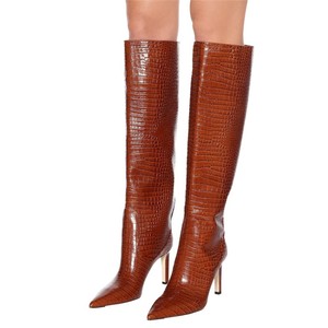 Stylish Design Women's Pull on Long Dress Boots Large Size 45 Knee High Booties Pointed Toe High Heel Stiletto Pumps <b>Shoes</b> - Product Image 5