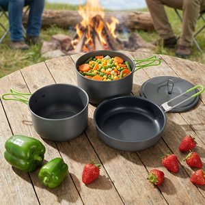 Set di 5 Pezzi in Alluminio per Cucina all'Aperto, Migliori Utensili da <span class=keywords><strong>Campeggio</strong></span> Antiaderenti per <span class=keywords><strong>Campeggio</strong></span> in <span class=keywords><strong>Montagna</strong></span> - Product Image 1