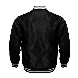 Men's Olive Green Satin Varsity <b>Jacket</b> Regular Fit Casual Style Turn-down Collar Button Closure Autumn Wear - Product Image 4