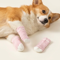 Chaussettes imperméables pour chien, mignonnes, rayées, anti-griffures, antidérapantes, de luxe, pour usage intérieur, toutes saisons