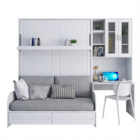 Lit Murphy multifonctionnel moderne avec canapé mural, solution de bureau d'écriture pour les petits espaces, panneau en mélamine modulaire