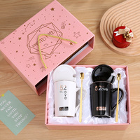 Ensemble de tasses à café en céramique jetables de 400 ml, logo personnalisé, noir et blanc, passe au lave-vaisselle et au micro-ondes, boîte cadeau minimaliste, maison, bureau