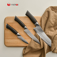 Set Pisau Dapur Profesional 3 Buah dari Baja Karbon Tinggi Jepang AUS-10 dengan Gagang Kayu Ebony Logo Kustom OEM